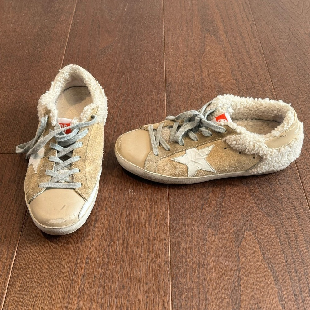 Golden Goose Women’s Shearling Sherpa Super Star Sneakers Size 38/8