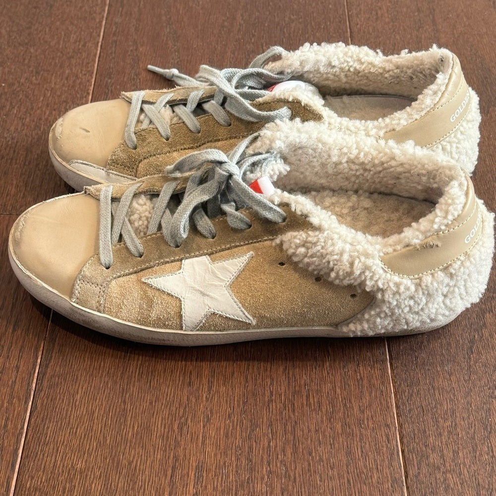 Golden Goose Women’s Shearling Sherpa Super Star Sneakers Size 38/8
