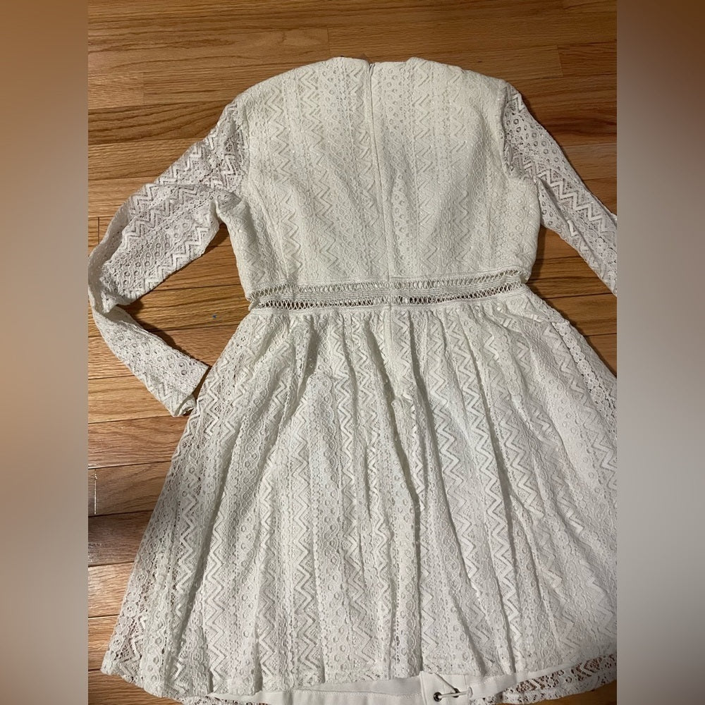 Nwt Bardot White Lace Long Sleeve Dress Size Large