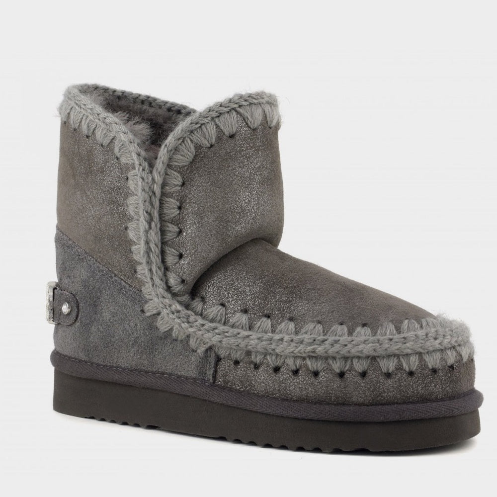 Mou Mou Women’s Grey Eskimo 18 Rhinestones Logo Size 8