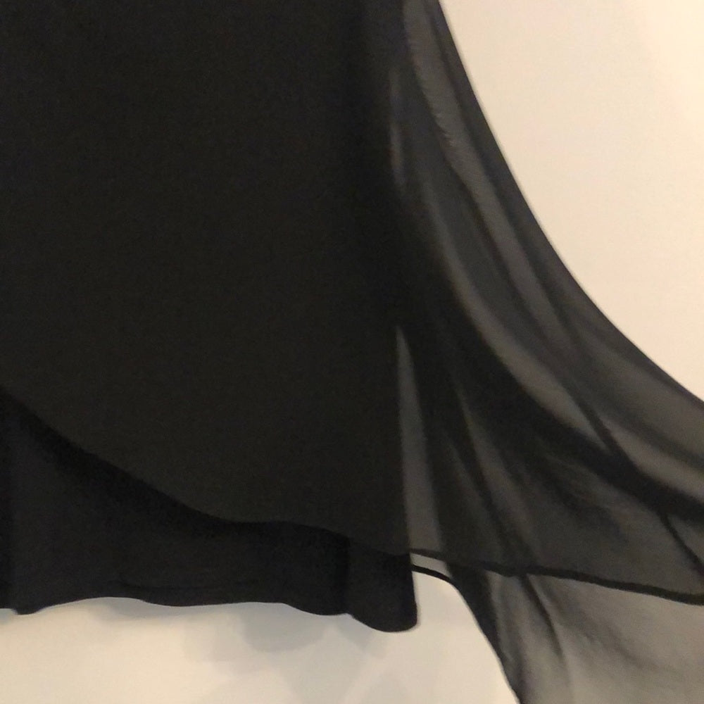 Aqua Black Tank Top with Sheer Overlay Size M
