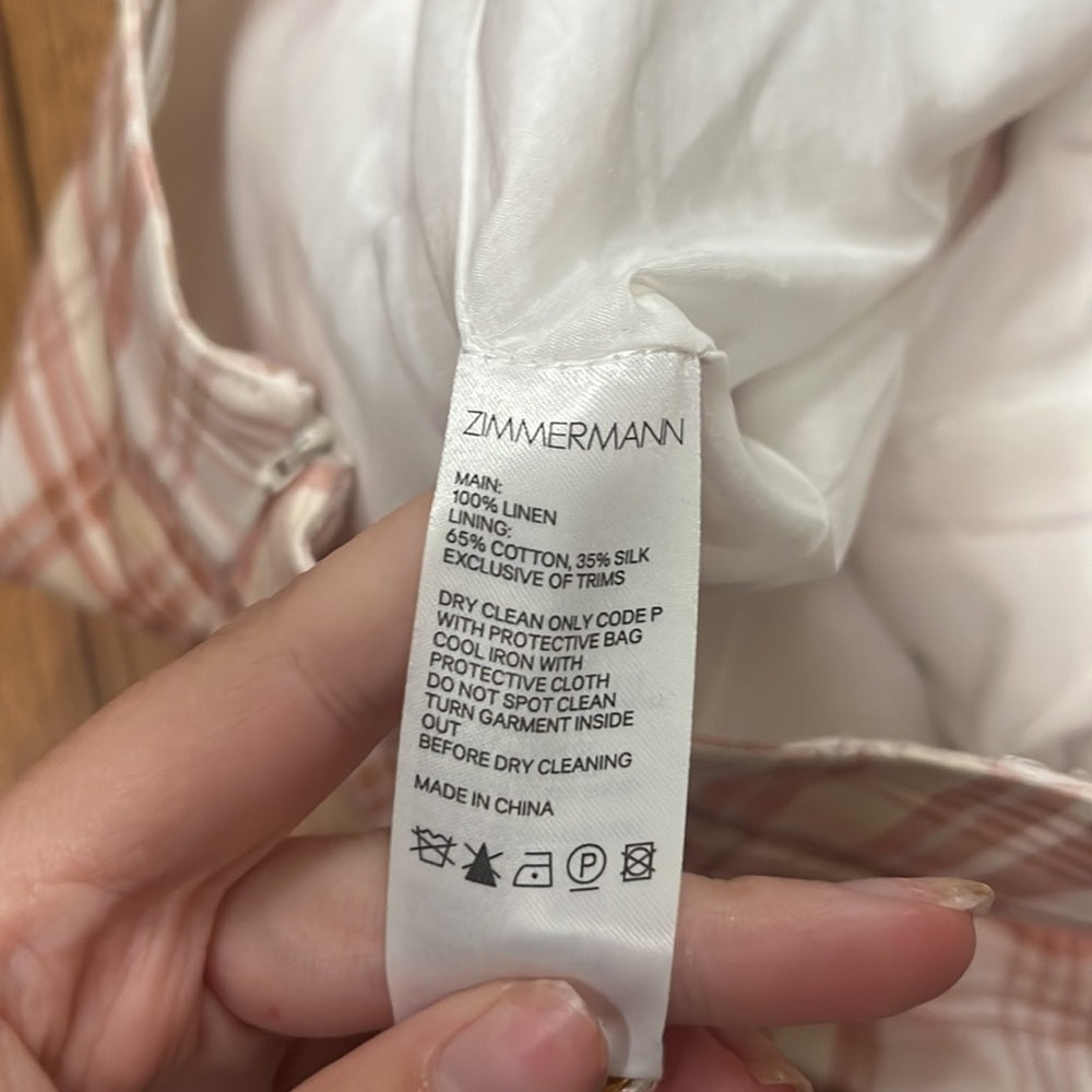 Zimmerman Woman’s Plaid Romper Size 2/Medium