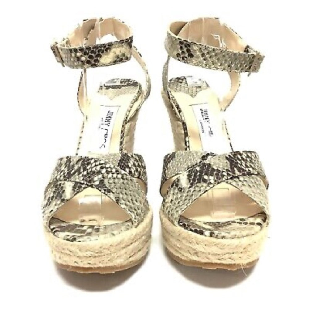 Jimmy Choo Women’s Gray Snakeskin Wedge Heels Size 37