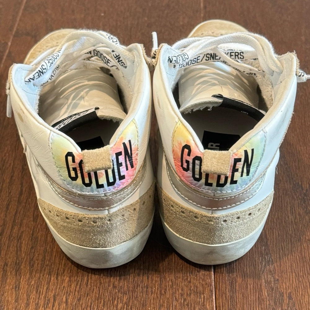 Golden Goose Women’s White Leather Tie Dye Star Mid Samara Sneakers Size 37/7