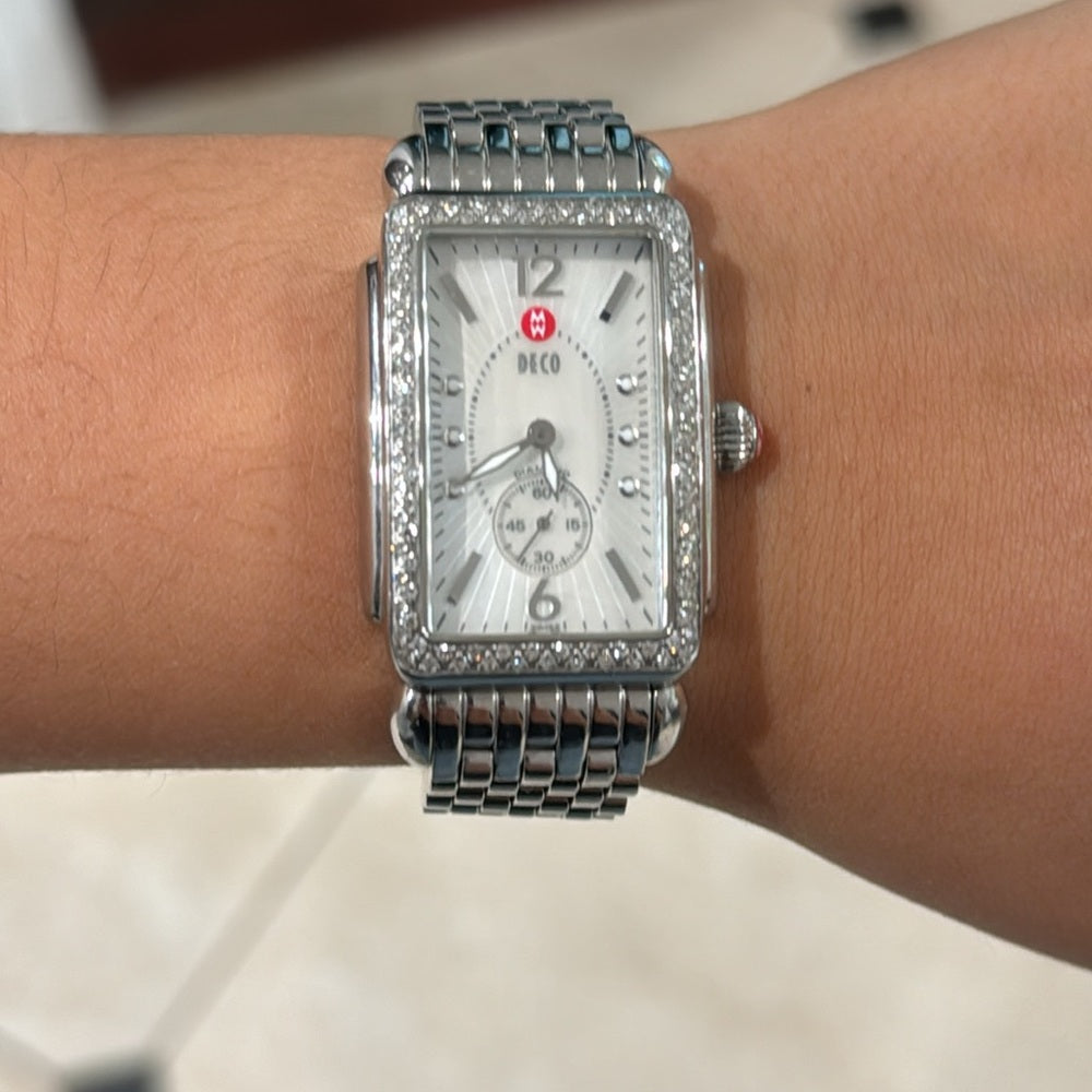 Michele Deco Women’s Stainless Steel Diamond Face Watch