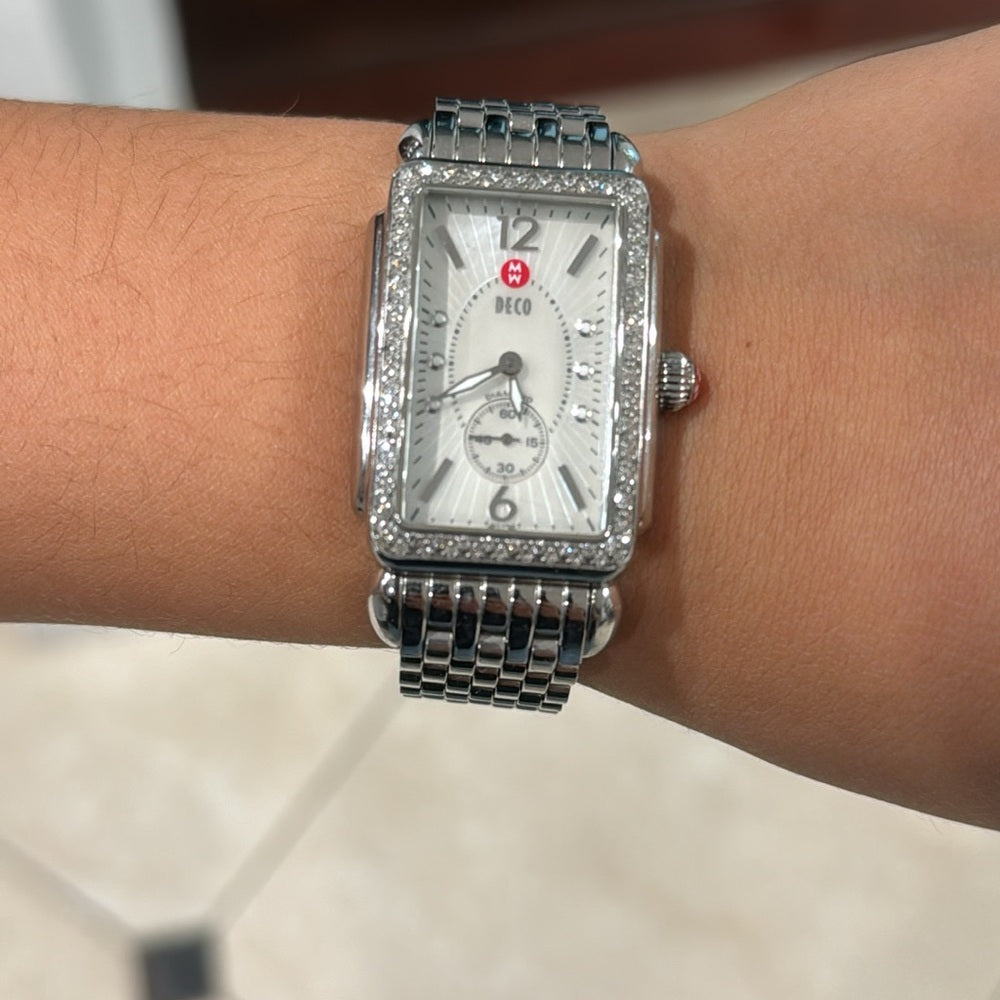 Michele Deco Women’s Stainless Steel Diamond Face Watch