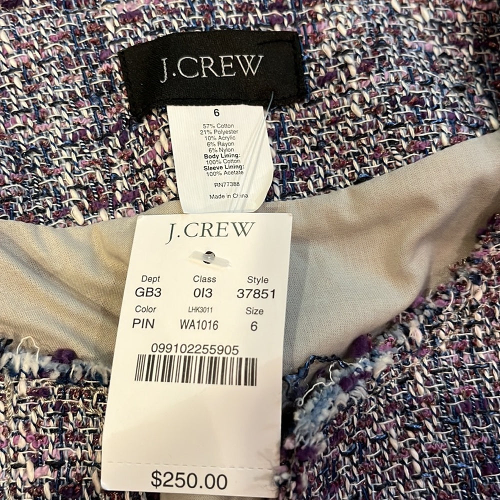 NWT J Crew Woman’s Purple Jacket Size 6