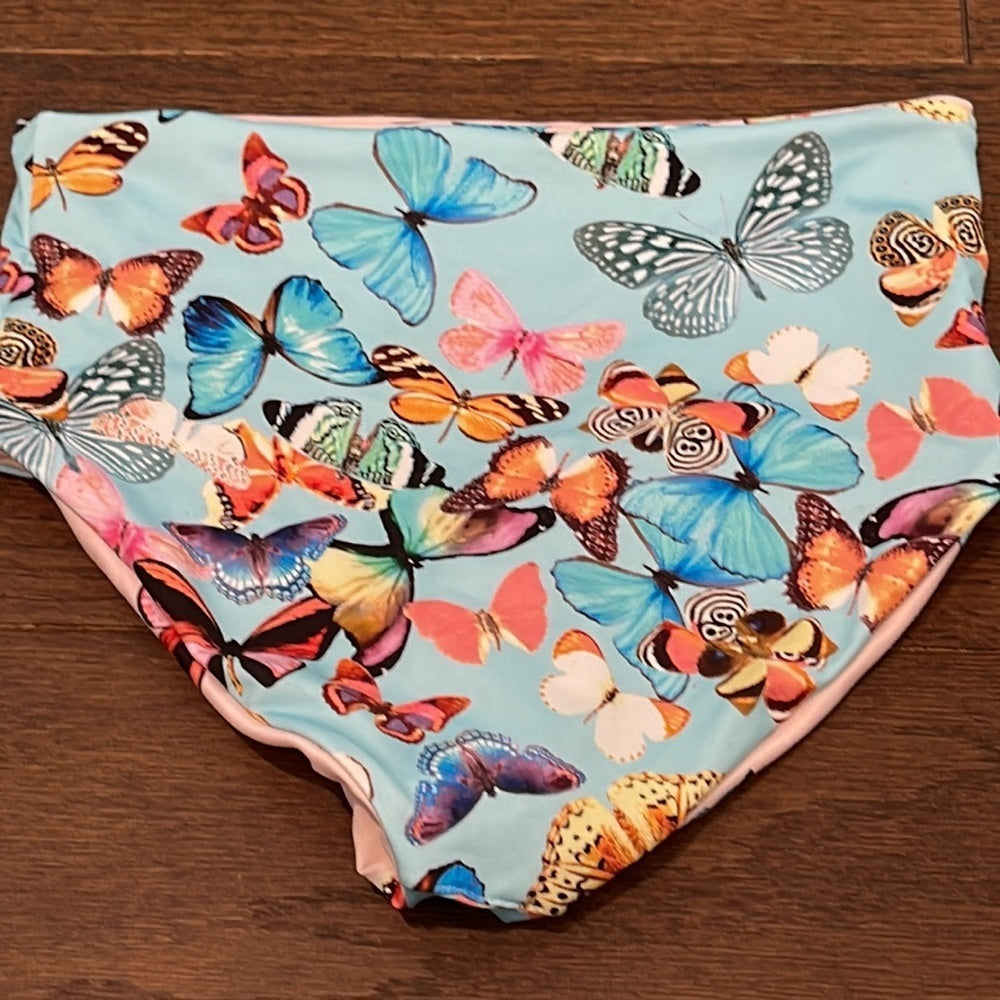 Nwot Submarine Girls Blue Butterfly Bikini Size 8