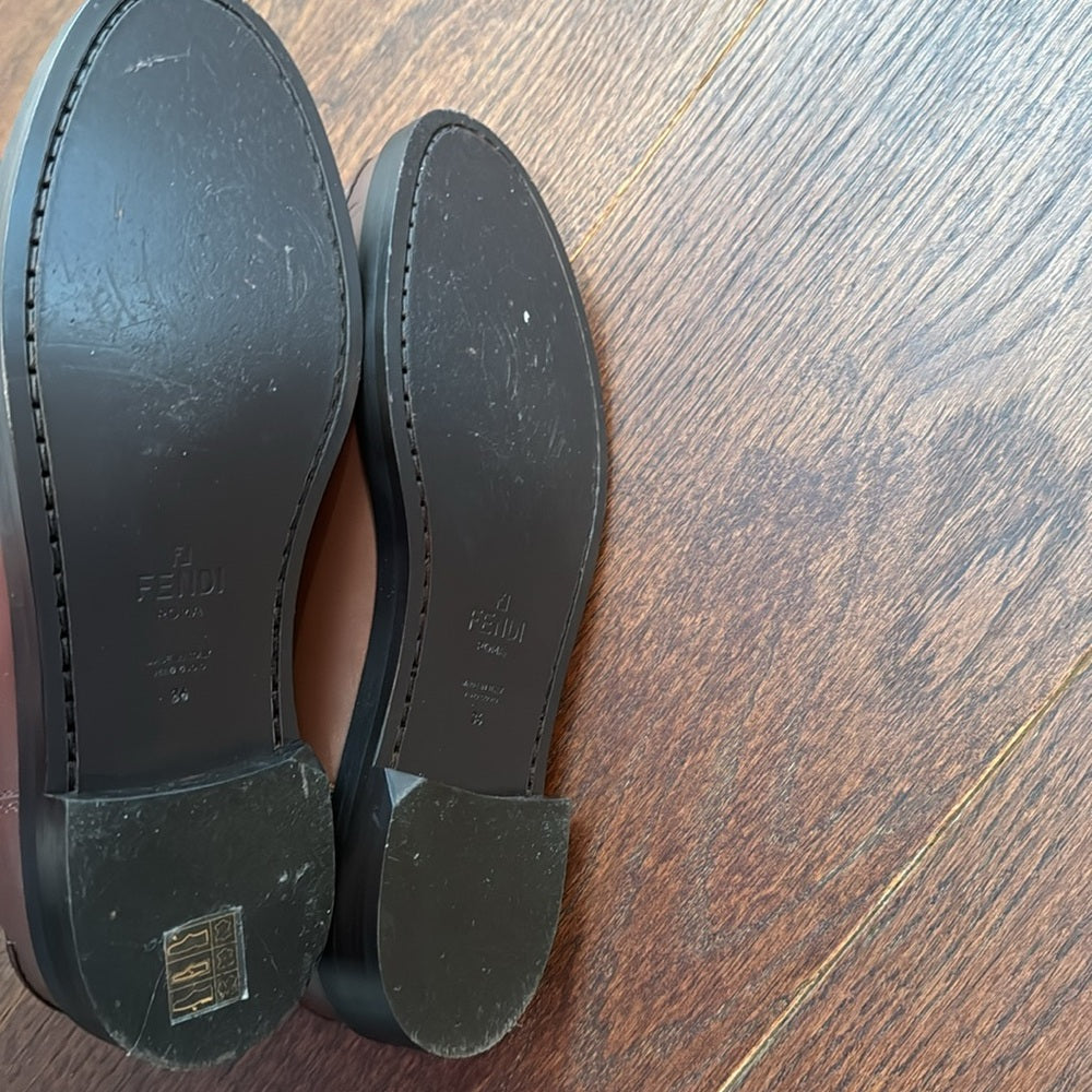 Fendi Women’s Baguette Acorn Leather Loafers Size 36/6