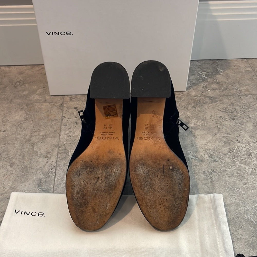 VINCE Navy Velvet Boots Size 9
