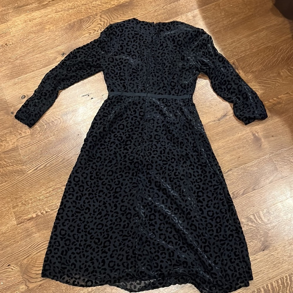 Boden Women’s Black Cheetah Print Long Sleeve Dress Size 6