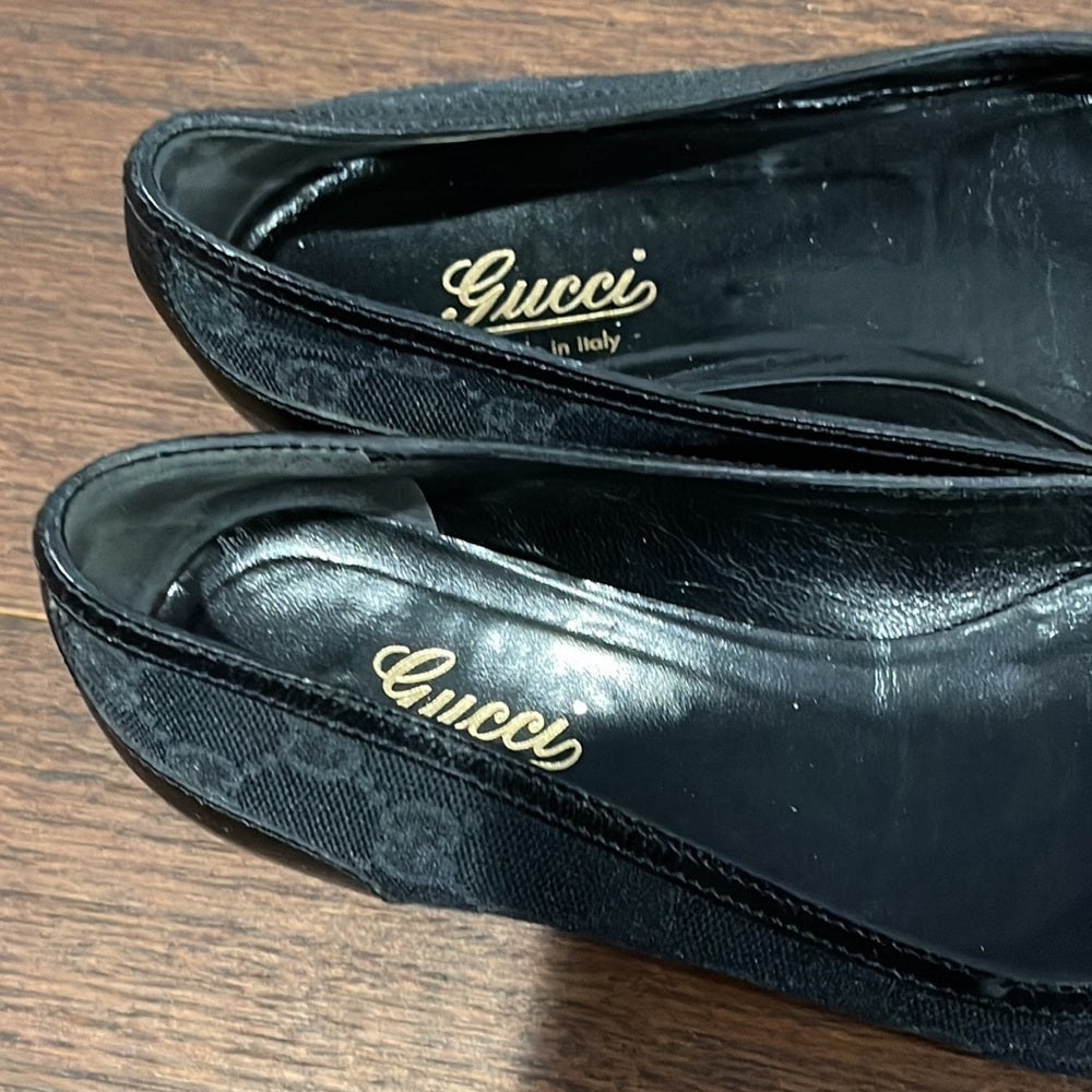 Gucci Women’s Black Canvas Banboo Ballet Flats Size 5.5