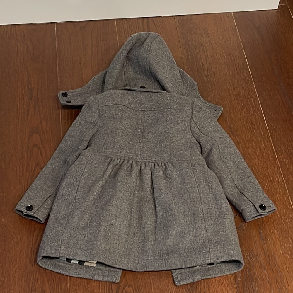 Burberry Girls Grey Wool Hooded Jacket Size 5