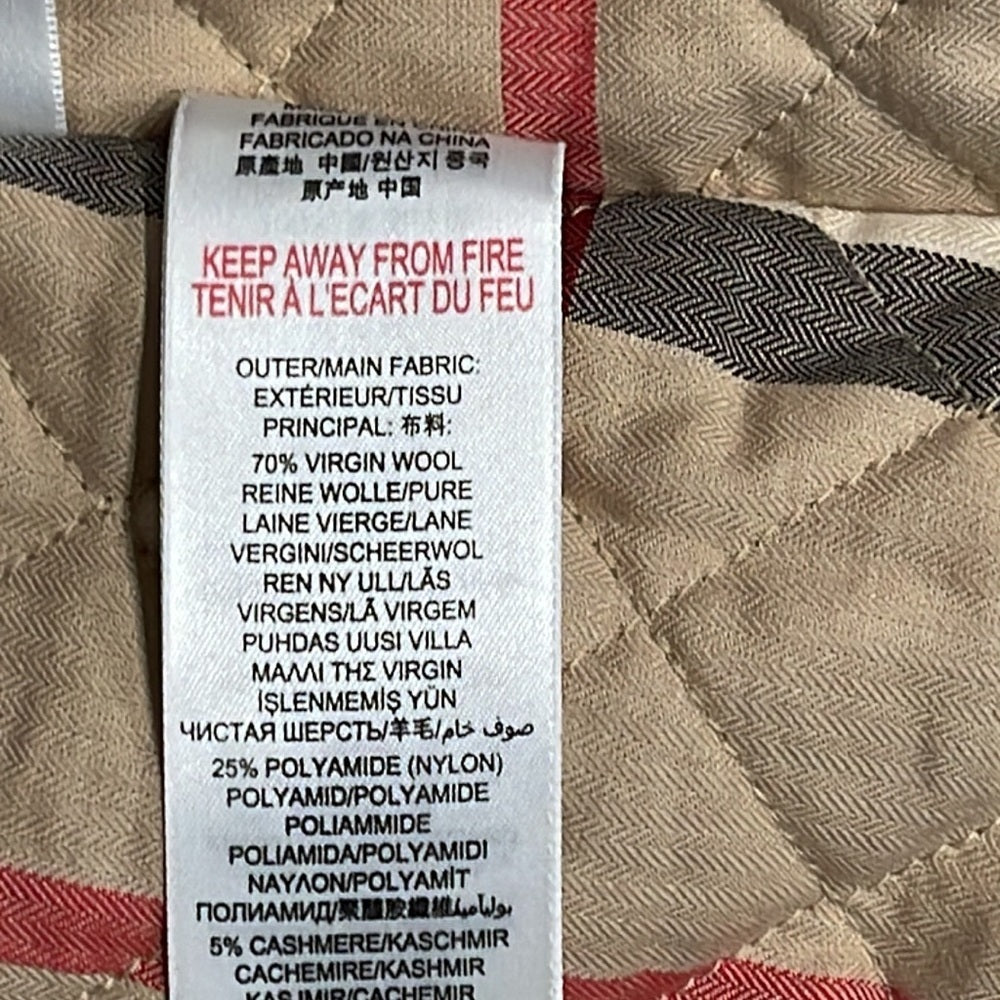 Burberry Girls Grey Wool Hooded Jacket Size 5