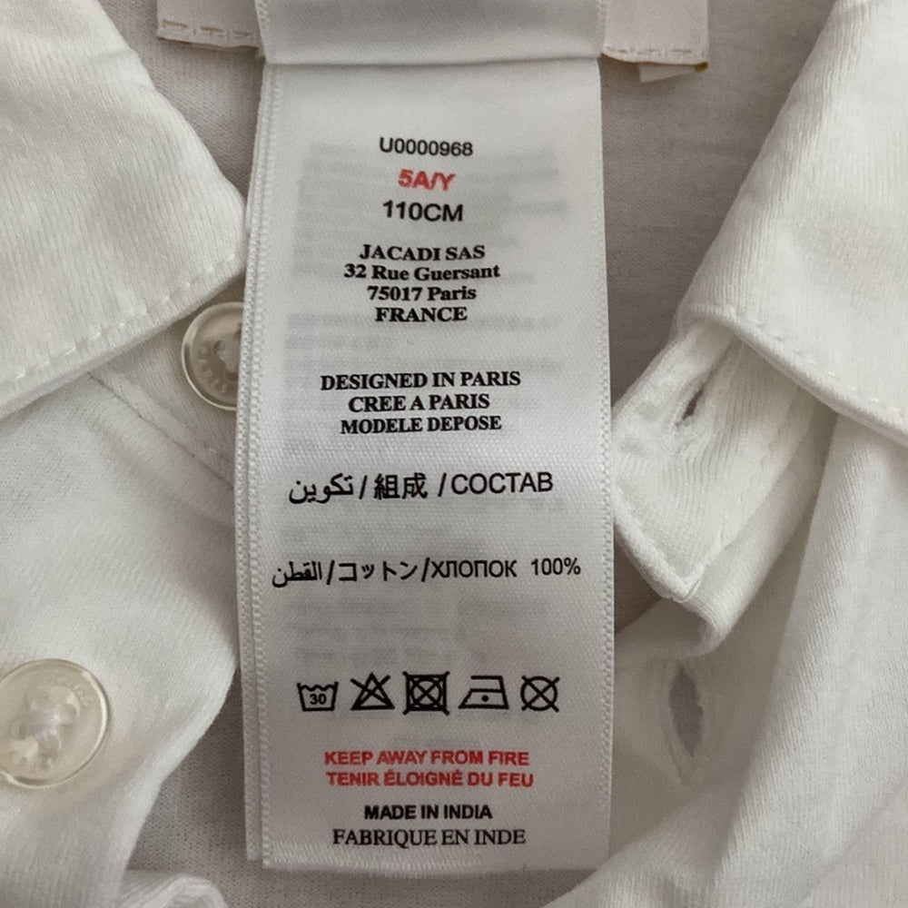 Boys Jacadi white button down shirt. Size 5Y