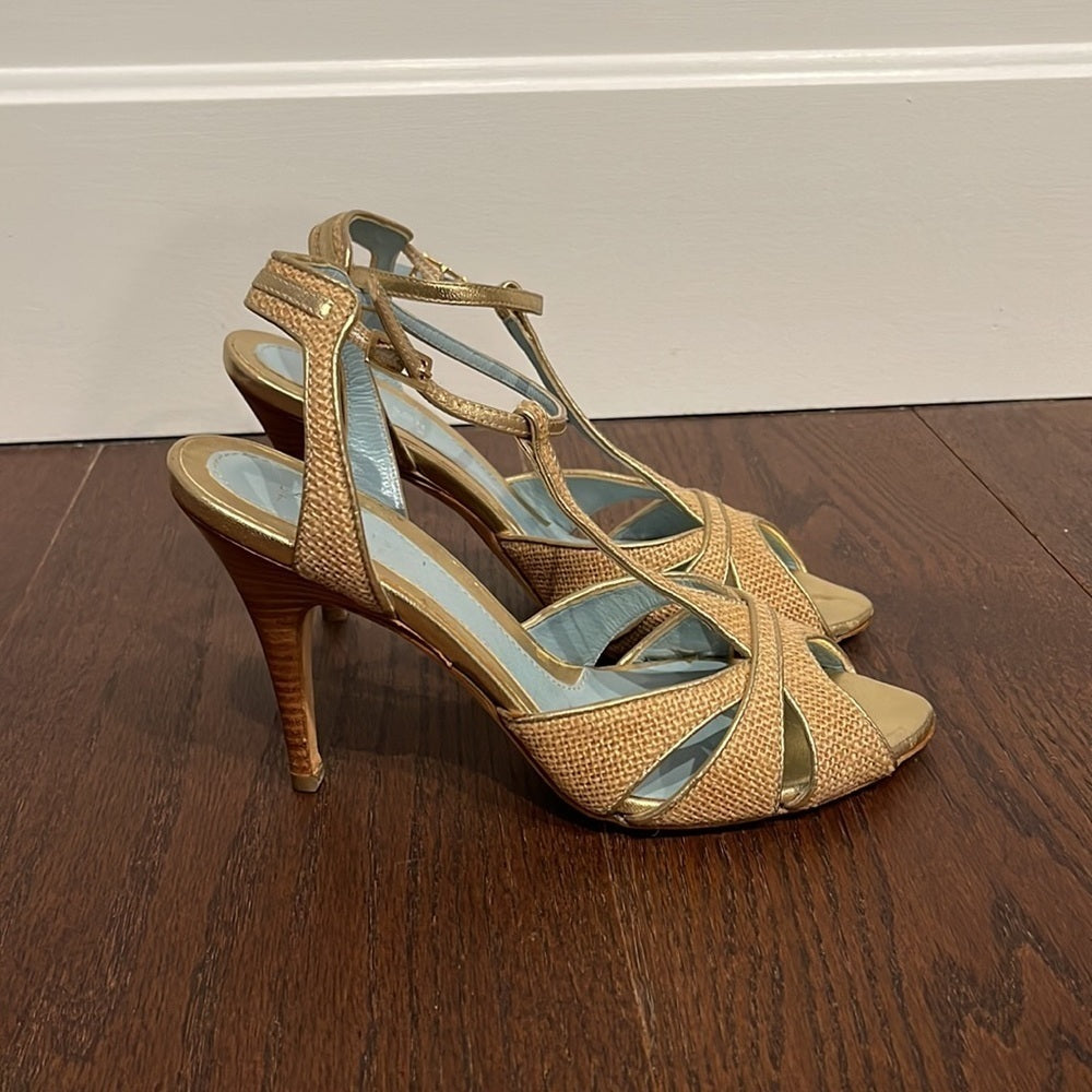 Lambertson Truex Tan Woven Sandals Size 36.5/6.5