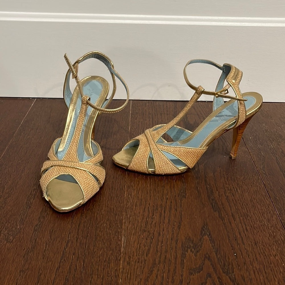 Lambertson Truex Tan Woven Sandals Size 36.5/6.5