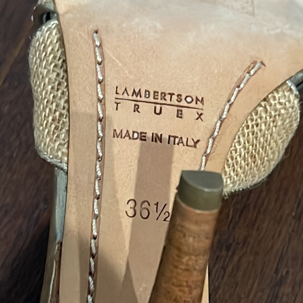 Lambertson Truex Tan Woven Sandals Size 36.5/6.5