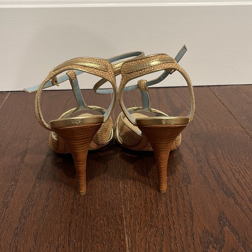 Lambertson Truex Tan Woven Sandals Size 36.5/6.5