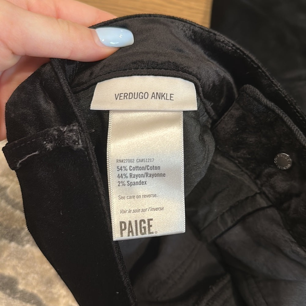 Paige Women’s Velvet Ankle Jeans Pants - Size 28