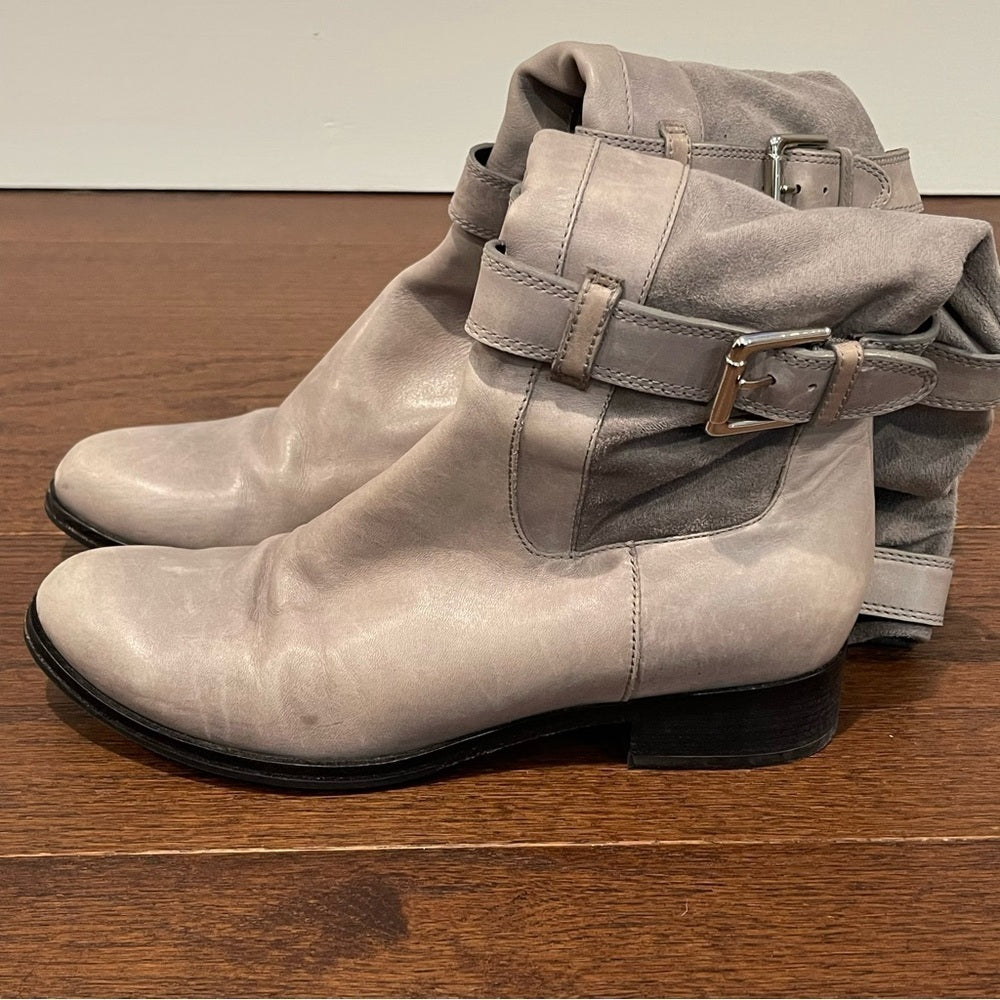 Cole Haan Grey Suede and Leather Pull On Boots Size 9