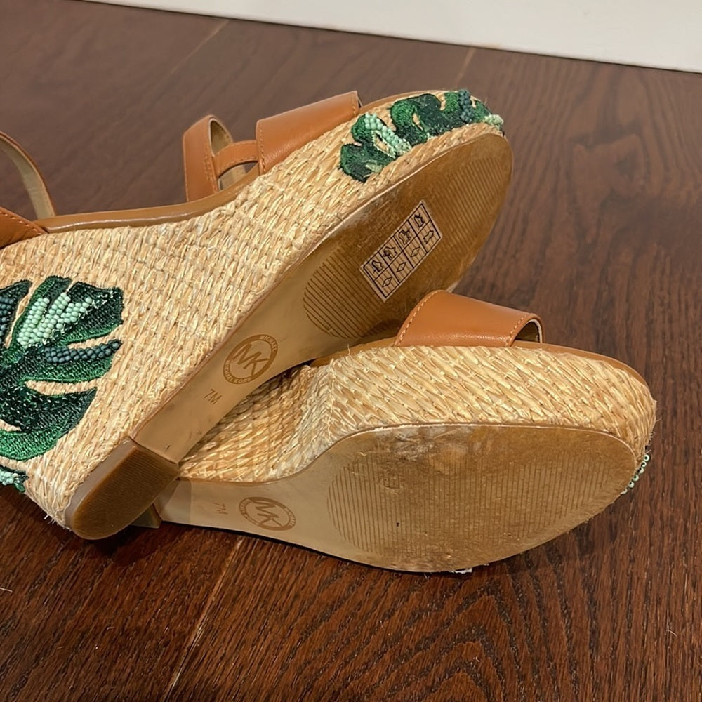Michael Kors Women’s Brown Wedge Sandals Size 7