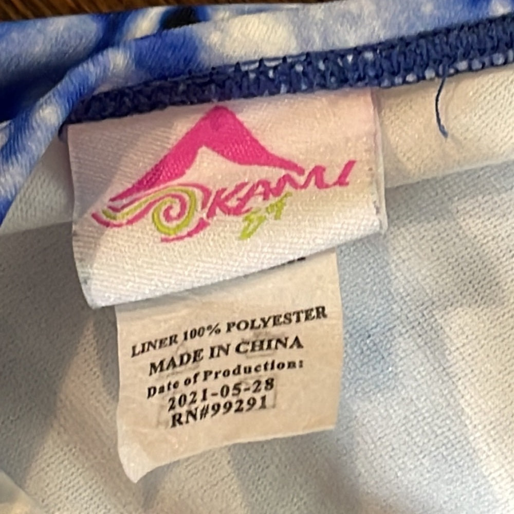 KANU Surf Girls Blue and White Bikinis Size 12