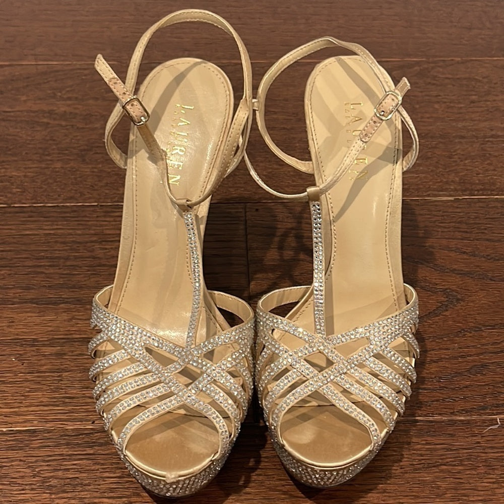 Lauren Ralph Lauren Champagne and Crystal Dress Shoes Size 9