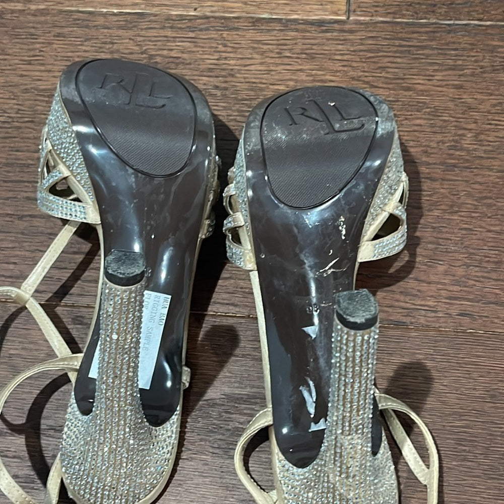 Lauren Ralph Lauren Champagne and Crystal Dress Shoes Size 9