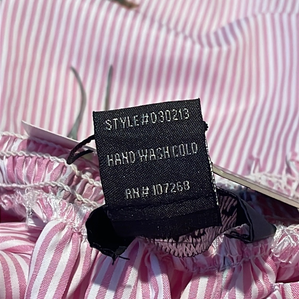 NWT Gracia Women’s Pink and White Stripe Dress with Floral Pattern Size S