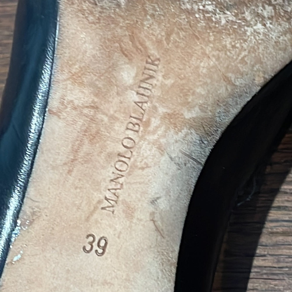 MANOLO Blahnik Black Peep Toe Pumps Size 39/9
