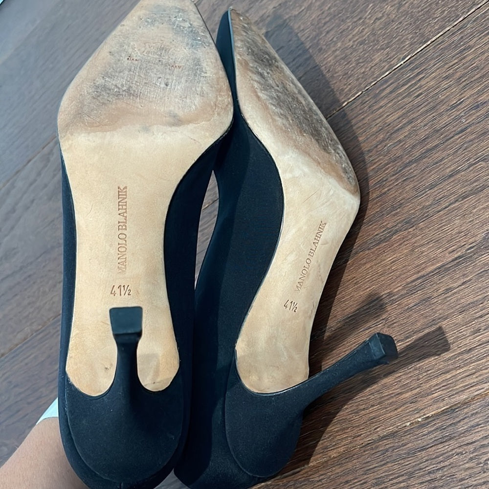 Manolo Blahnik Women’s Black Satin Pumps Size 41.5 / 11.5