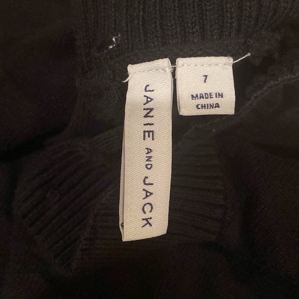 JANIE and Jack black knit sweater with faux fur sleeves size 7