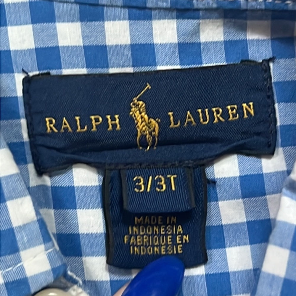 Ralph Lauren Kid’s White and Blue Button Down Shirt Size 3T