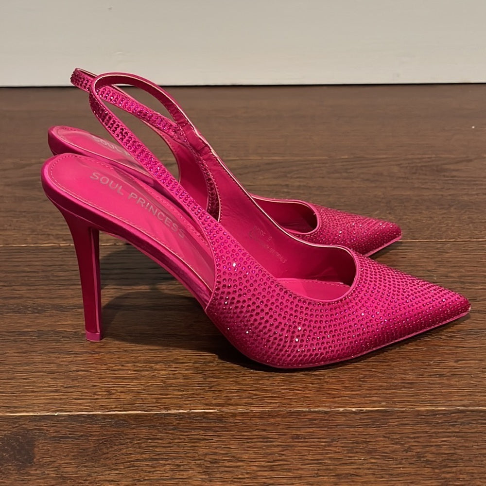 Soul Princess Women’s Pink Rhinestones Slingback Heels Size 9