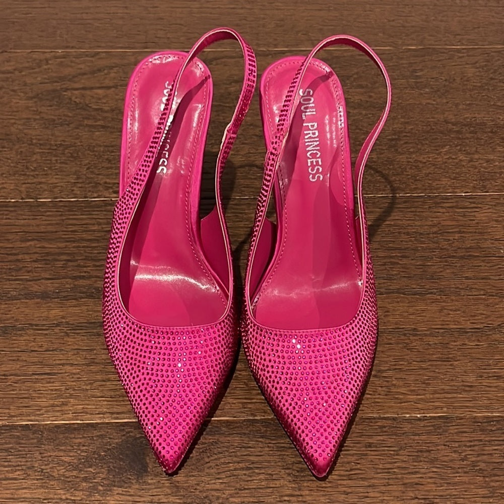 Soul Princess Women’s Pink Rhinestones Slingback Heels Size 9