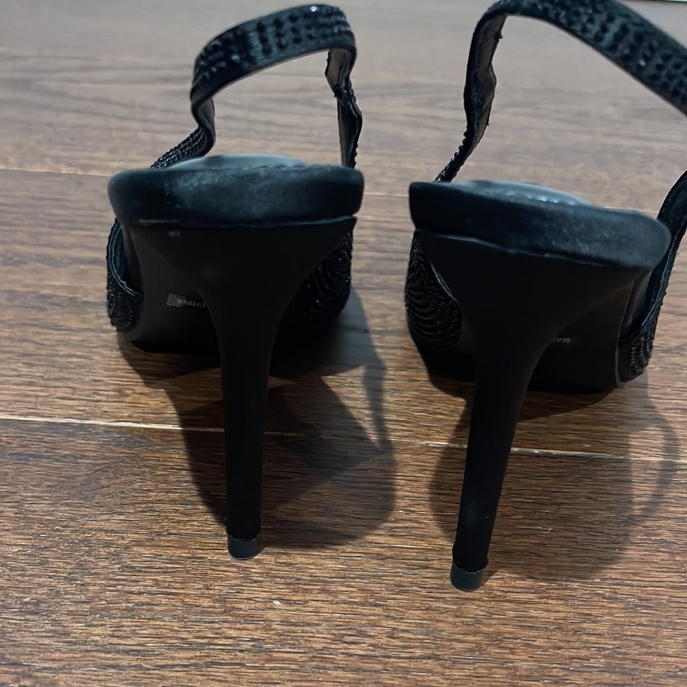 Soul Princess Women’s Black Rhinestone Slingback Heels Size 8.5