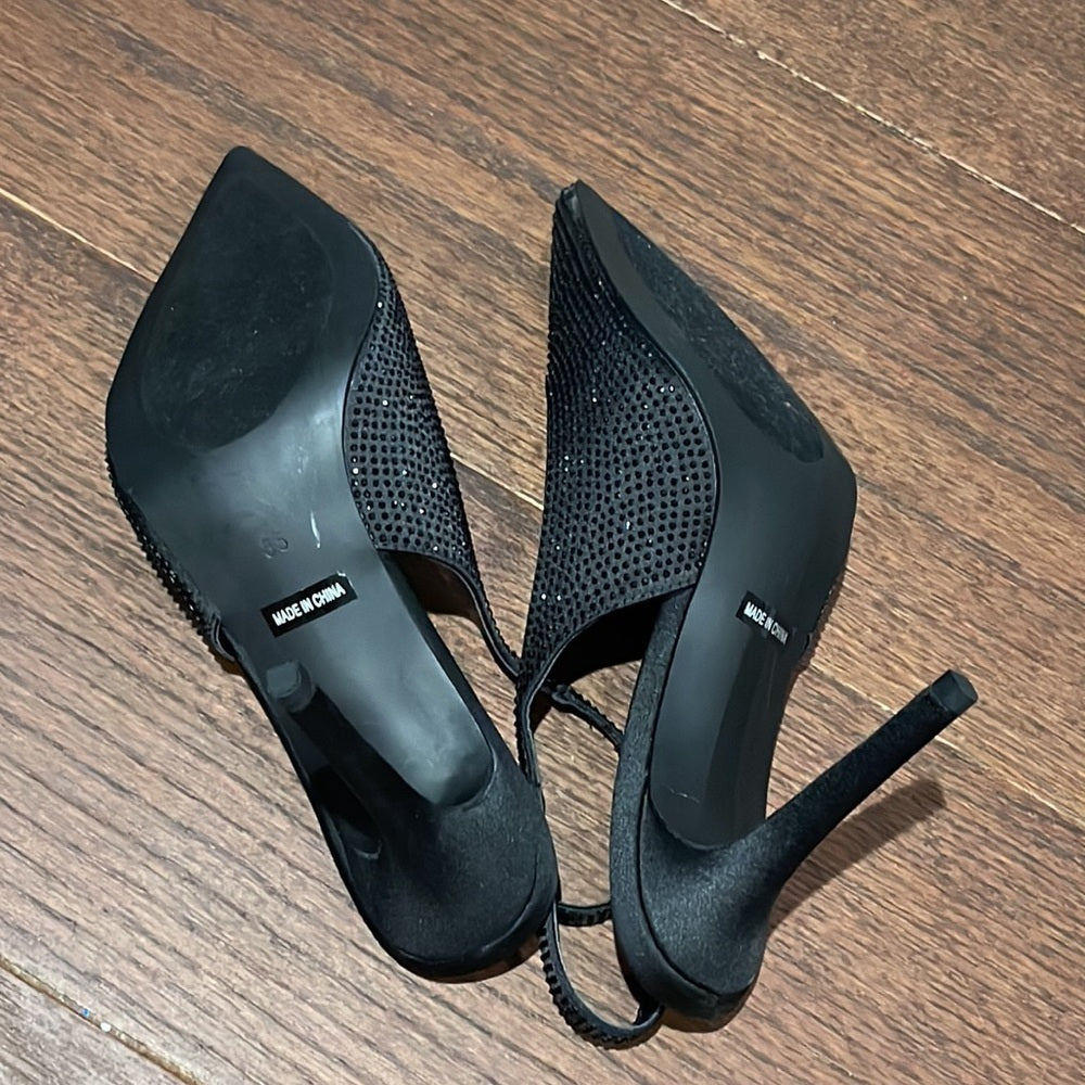 Soul Princess Women’s Black Rhinestone Slingback Heels Size 8.5