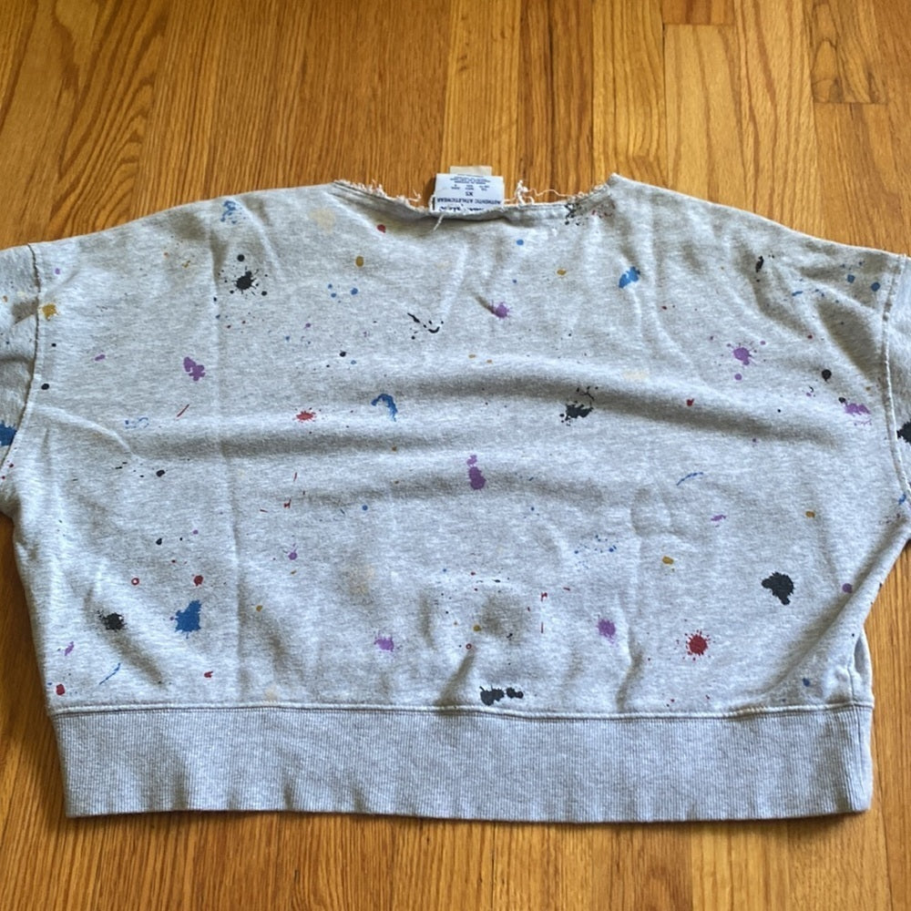 Champion paint splatter gray distressed sweatshirt size XS