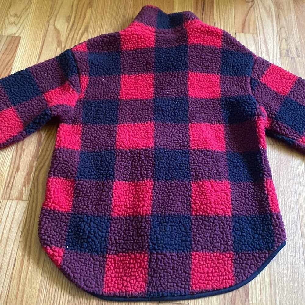 Old Navy half zip buffalo plaid sherpa size XS