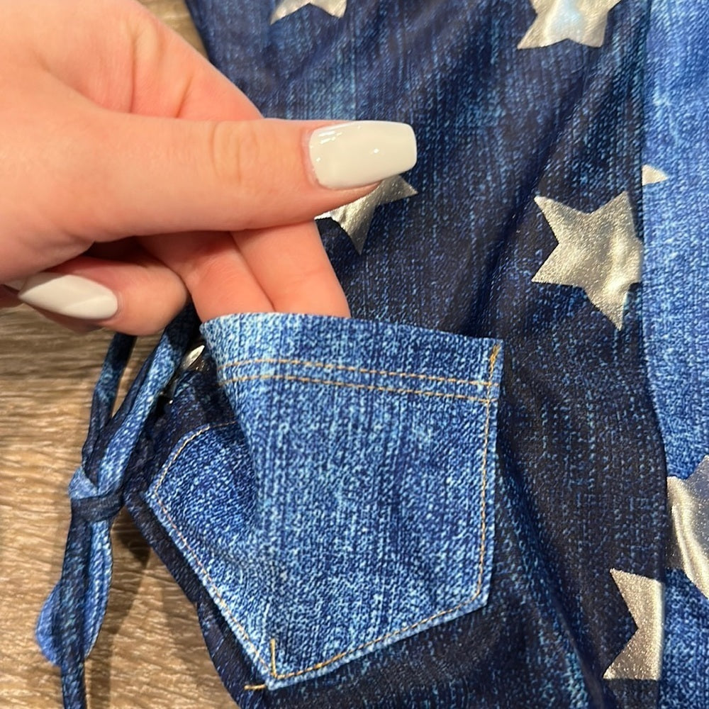 Limeapple Girl’s Starry Swimsuit with Back Pockets - Size 8