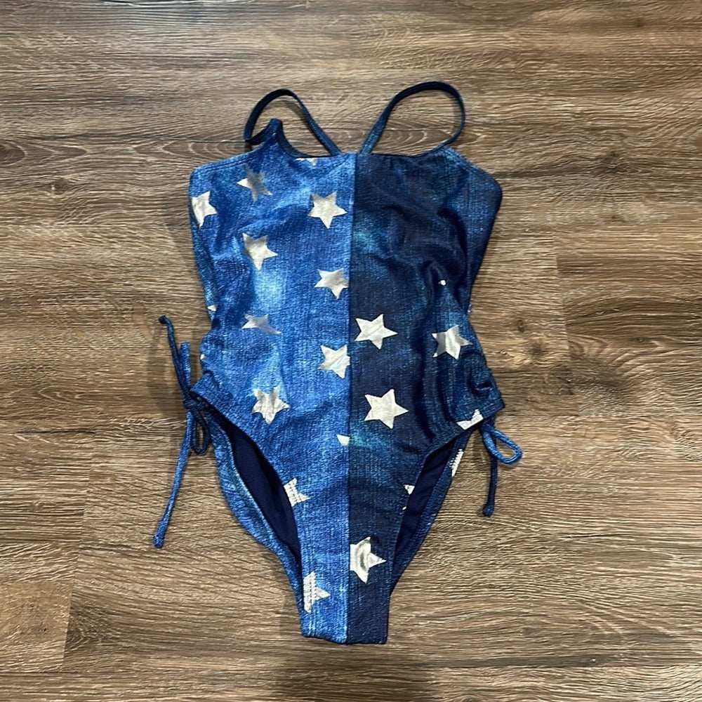 Limeapple Girl’s Starry Swimsuit with Back Pockets - Size 8