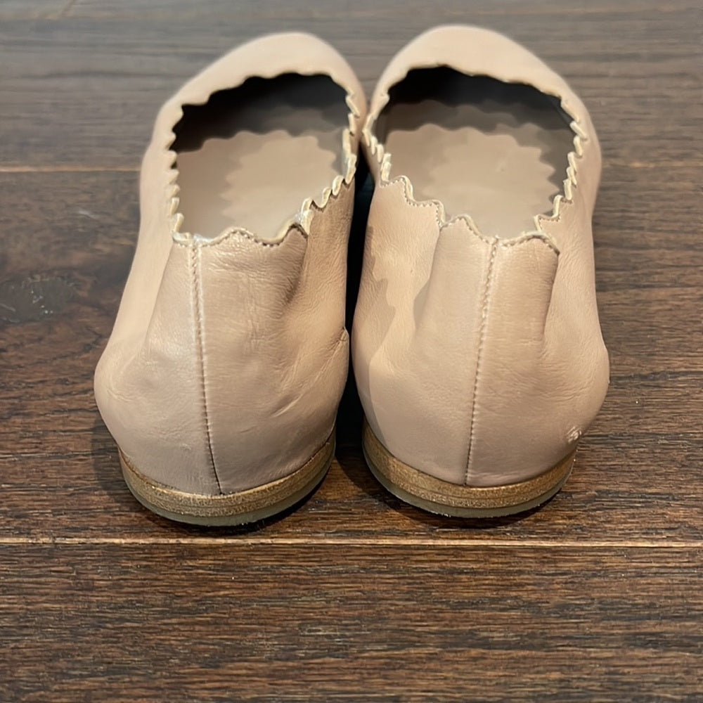 Chloé Women's Lauren Scalloped Ballet Flat Blush Size 37.5/7.5