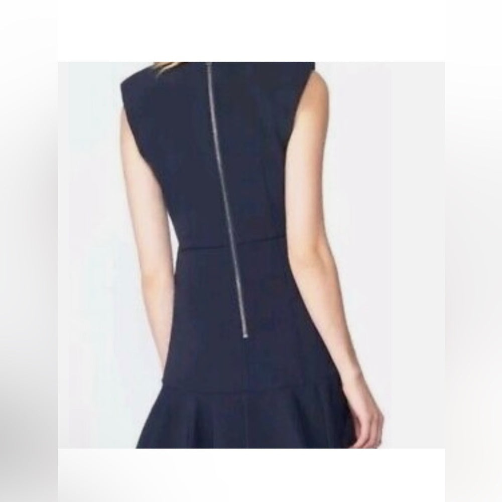 NWT Veronica Beard Woman’s Black Scarlet V-Neck Black Flounce Dress Size 2