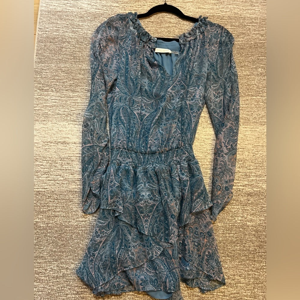 NWOT Ramy Brook Woman’s Silk Blue Printed Dress Size XS
