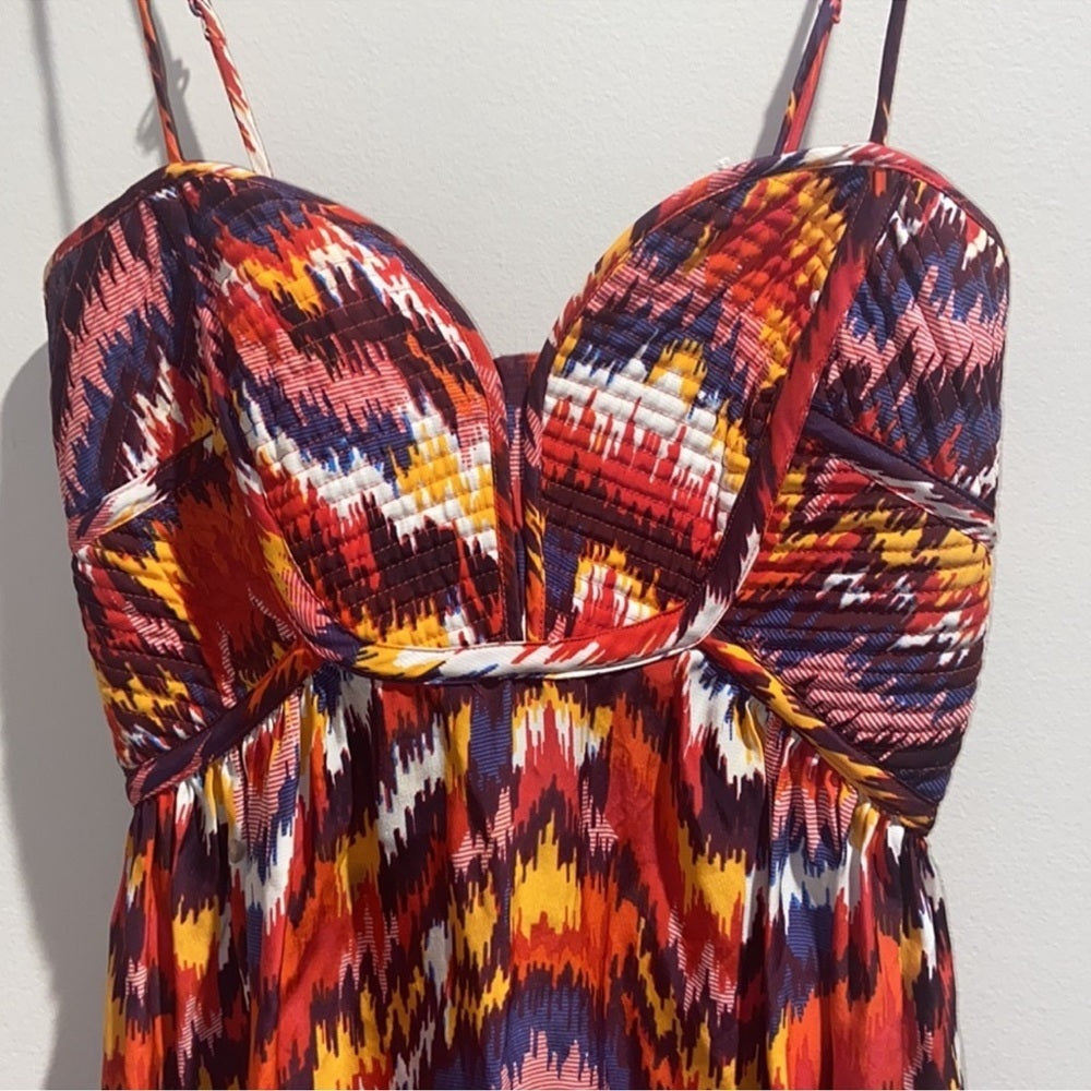 Women’s Parker dress. Red/blue/orange/white/yellow. Size XS