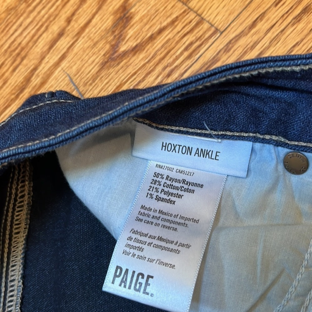 PAIGE Women’s Dark Blue Hoxton Ankle Jeans Size 28