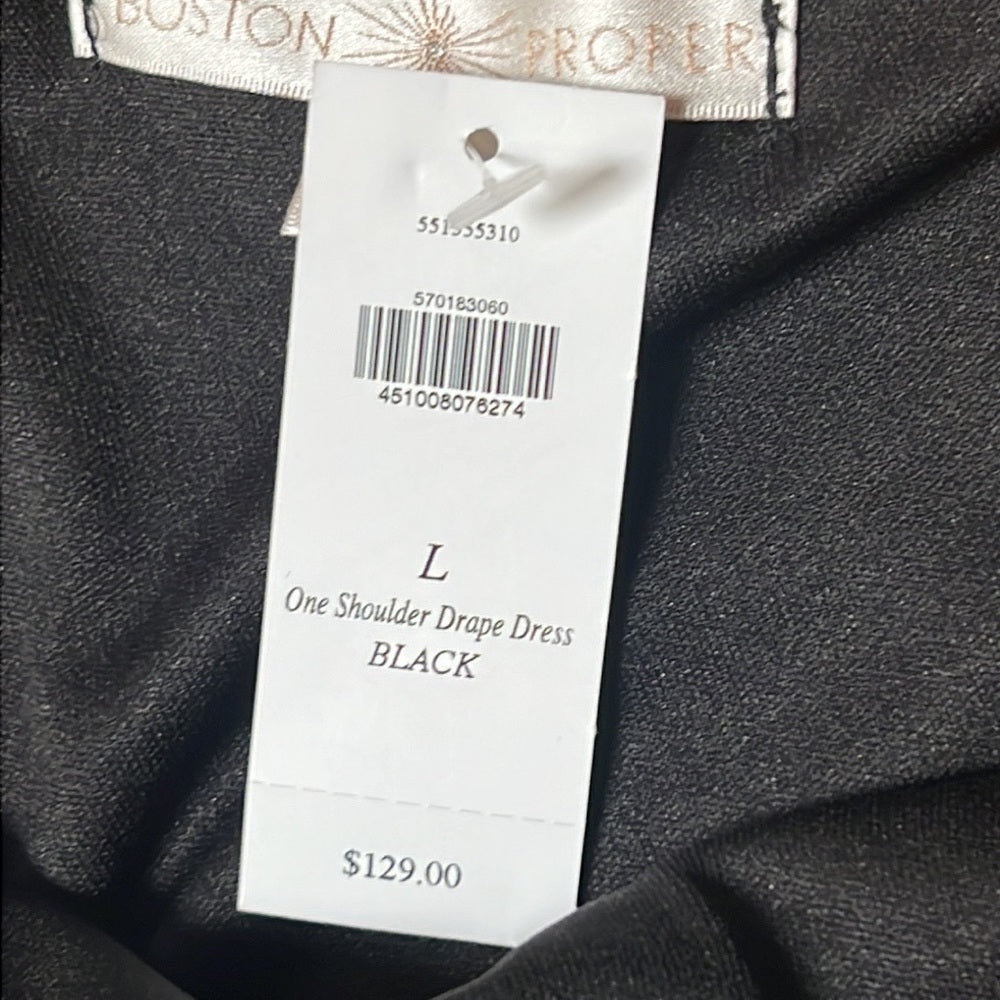 NWT Boston Proper Black Should Drape Dress Size L