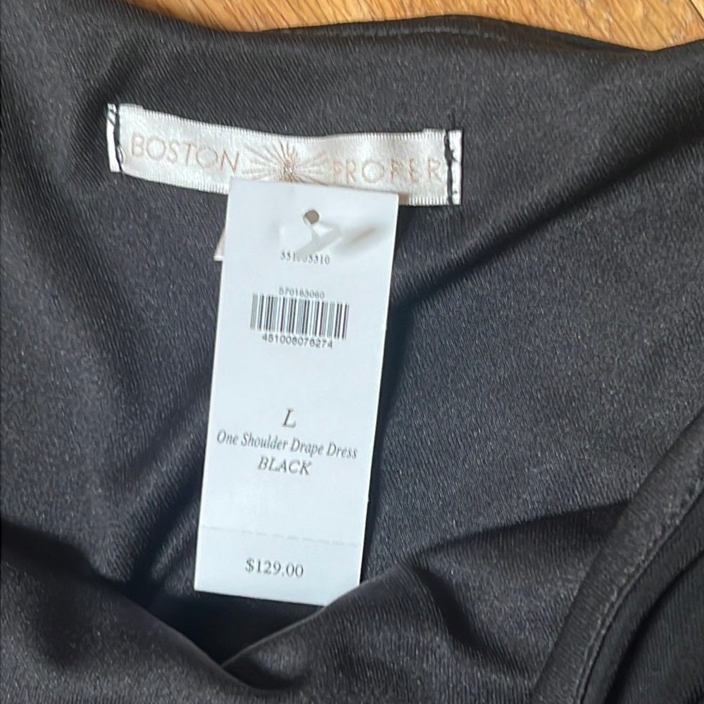 NWT Boston Proper Black Should Drape Dress Size L