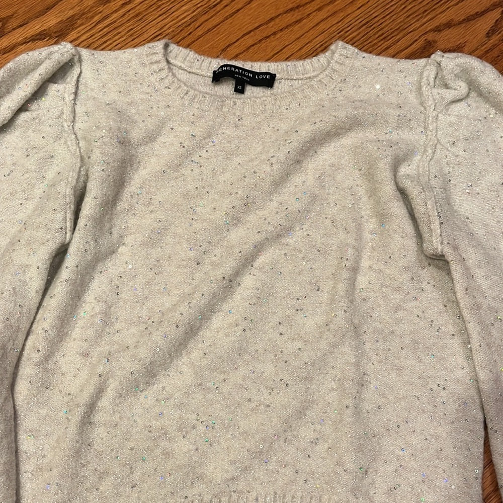 Generation Love Woman’s Cream Sparkle Sweater Size XS
